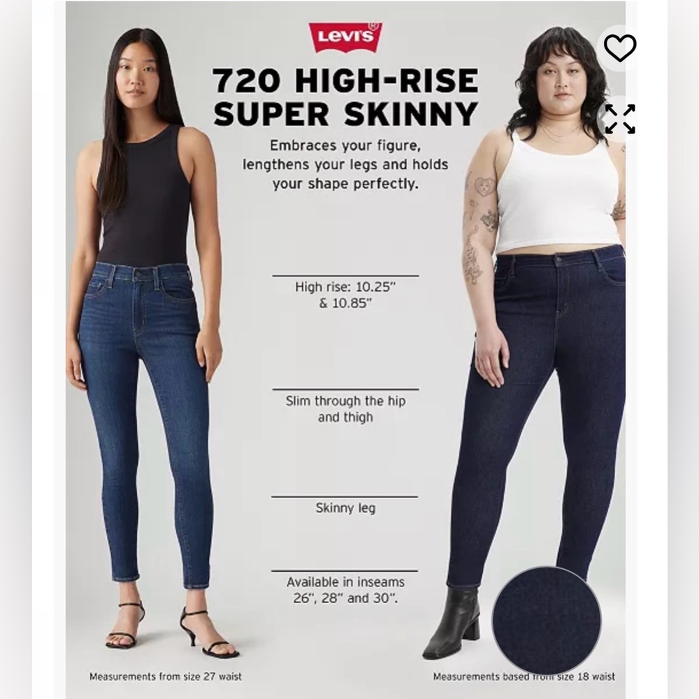Levi's Women's Navy Skinny Jeans - Picture 7 of 7